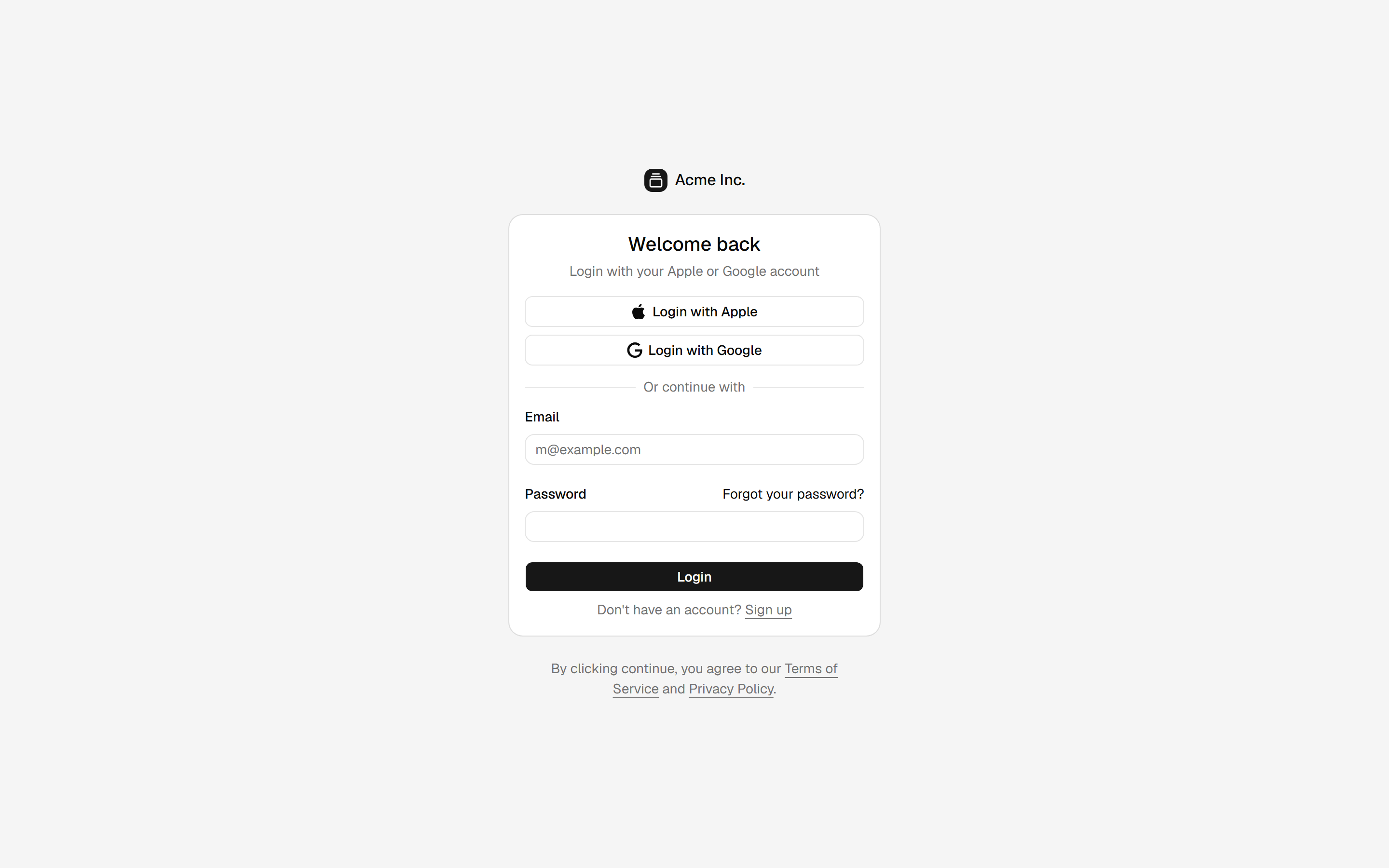 Login with muted background