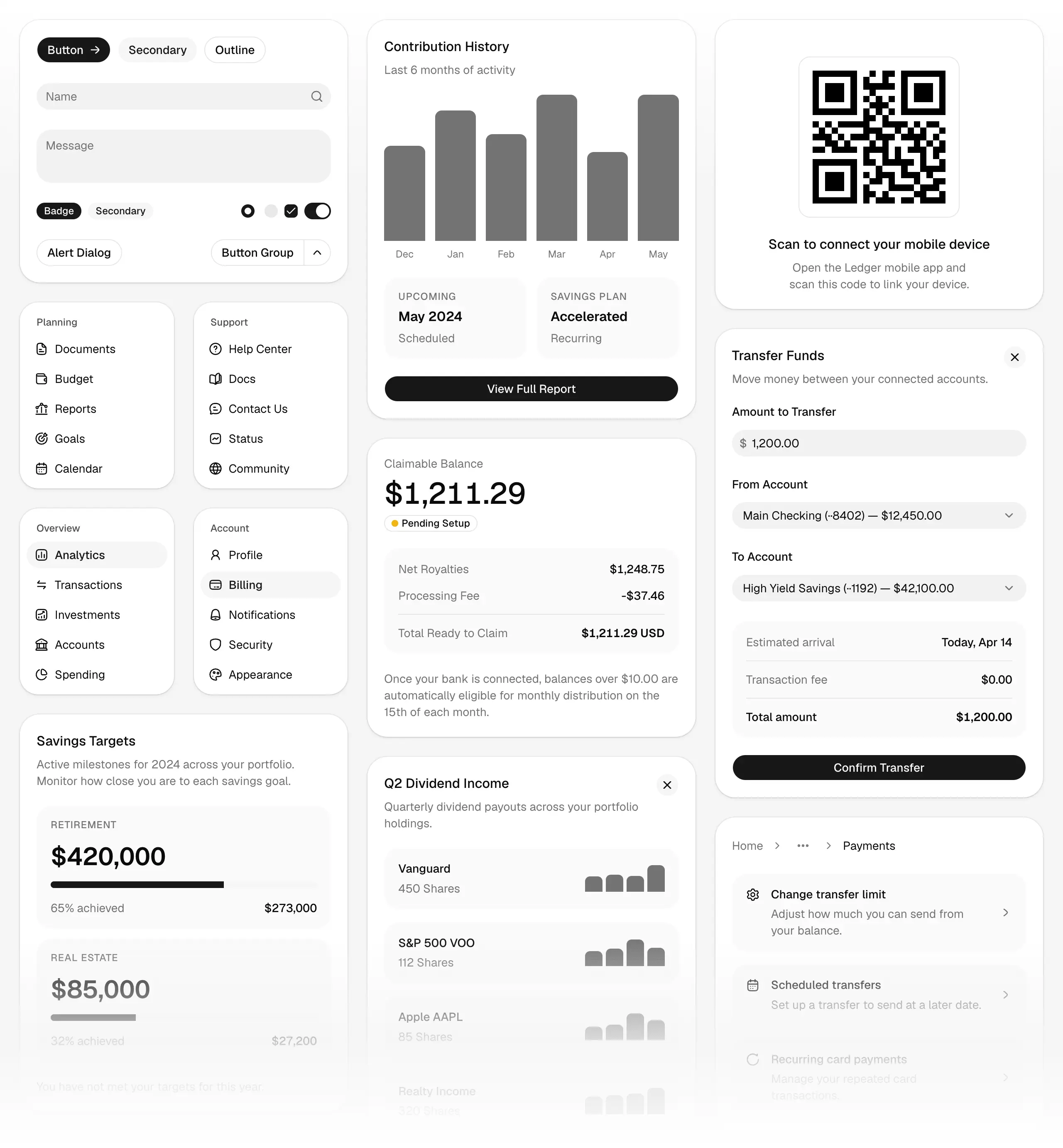 A wall of zard/ui components